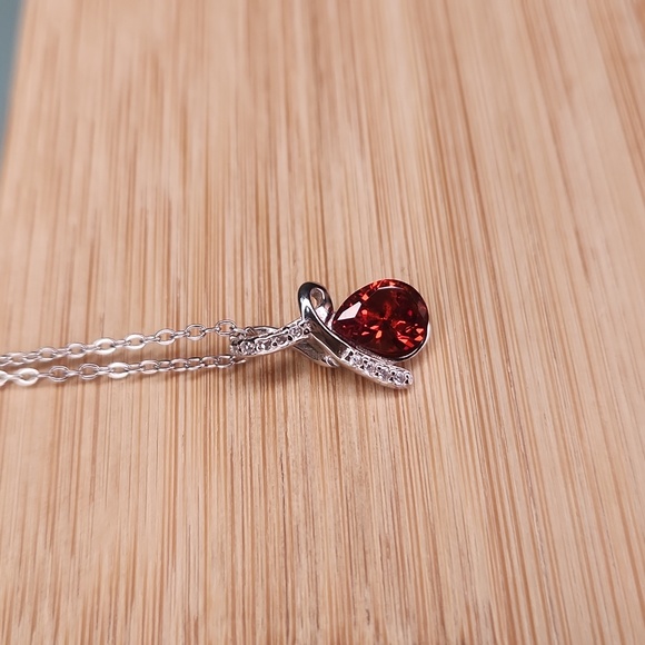 NWT Ryze Ruby Red & White Frost Cubic Zirconia .925 Sterling Silver Necklace - Picture 3 of 9